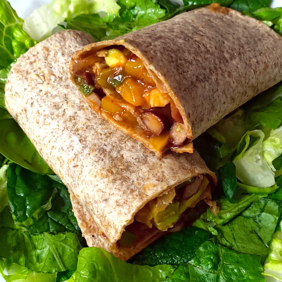 Mexican Bean and Avocado Wrap with Salad My Diet Meal Plan